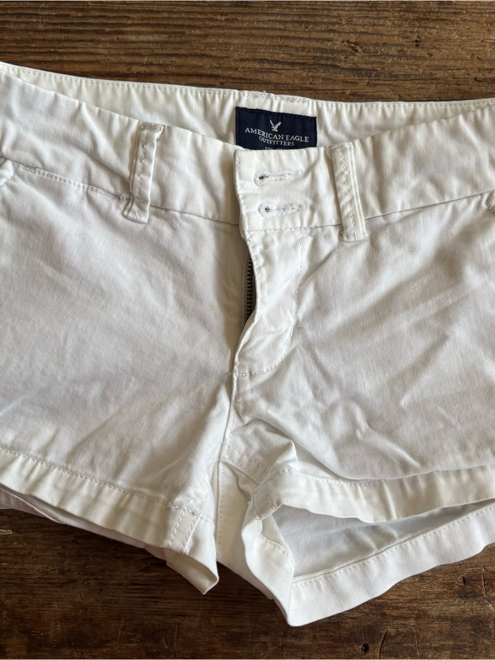 American Eagle Outfitters White Women's Denim Shortie Shorts
